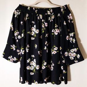 NWOT Black Floral Top